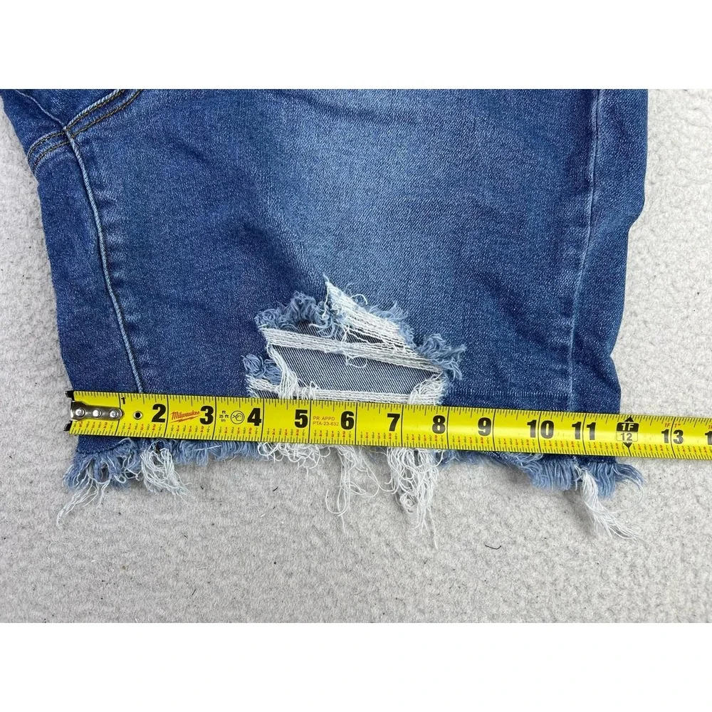 Judy Blue Denim Shorts Womens 1XL Blue Cutoff Distressed Stretch 7 Inseam
